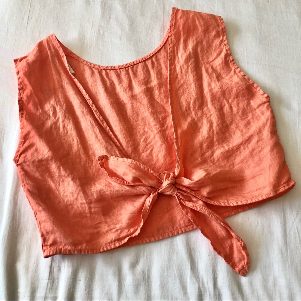 NWOT Lou & Grey Linen Tie Back Cropped Tank